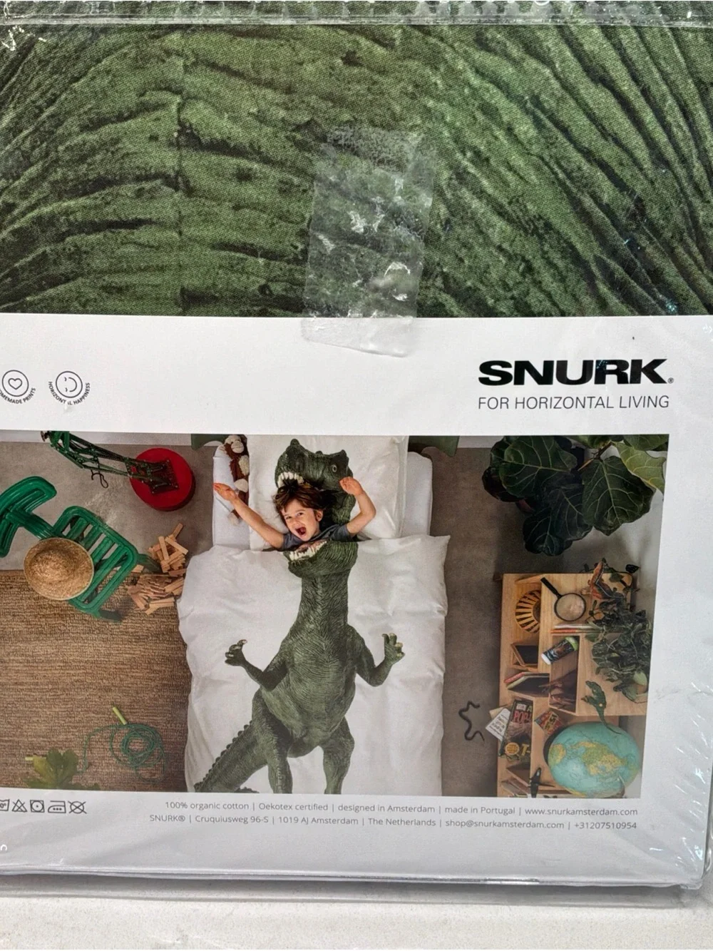 SNURK Dinosaur Duvet Twin Cover Set Pillowcase Organic Cotton Portugal